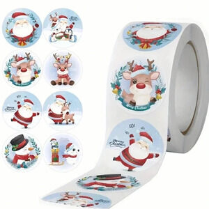 500 Christmas Santa and Elk Themed Stickers
